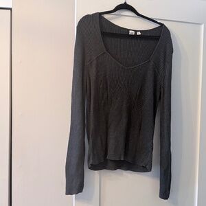 GAP Ribbed Sweetheart Neck Sweater | Size XXL | Charcoal Gray